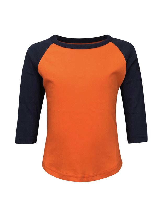 ILTEX Apparel Kids Clothing Kids Plain Raglan 3/4 T-Shirt - Orange Navy