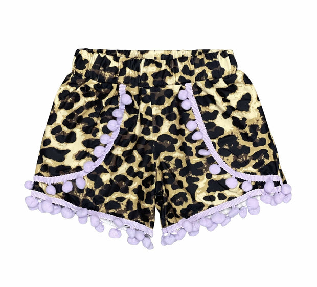 ILTEX Apparel Kids Clothing Lavender / 1-2 years Cheetah Pom Pom Shorts Kids
