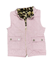ILTEX Apparel Kids Clothing Puffer Pink Sherpa Cheetah Vest Kids