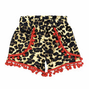 ILTEX Apparel Kids Clothing Red / 1-2 years Cheetah Pom Pom Shorts Kids