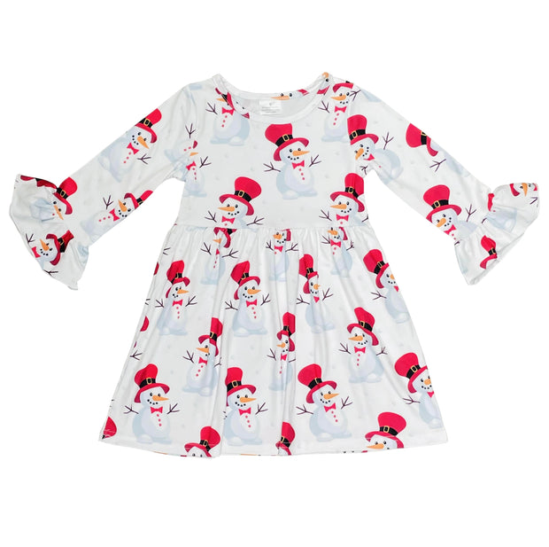 ILTEX Apparel Kids Clothing Snowman White Christmas Dress