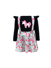 Unicorn Soft Suspender Black Skirt Set