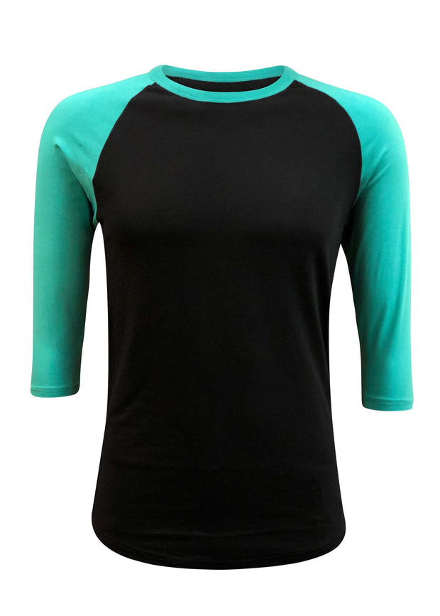 ILTEX Apparel Raglan Adult Plain Raglan 3/4 T-Shirt - Black Body