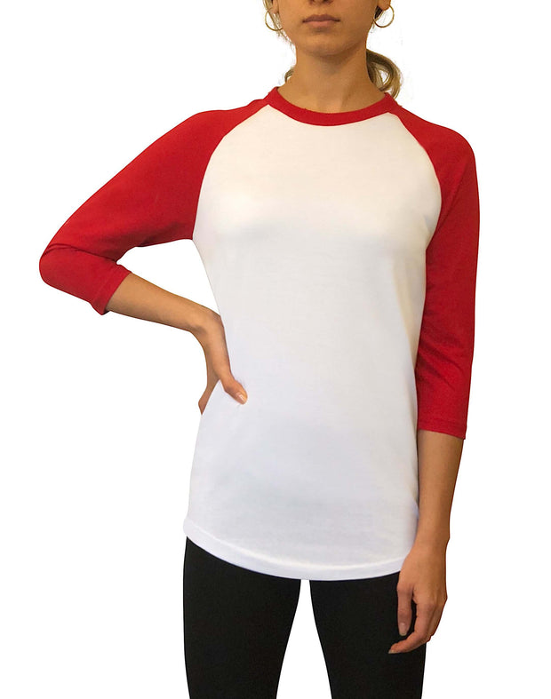 ILTEX Apparel Raglan Adult Plain Raglan 3/4 T-Shirt - White Body