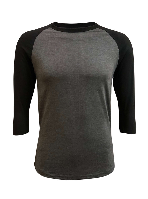 ILTEX Apparel Raglan Small Adult Plain Raglan 3/4 T-Shirt - Charcoal Black