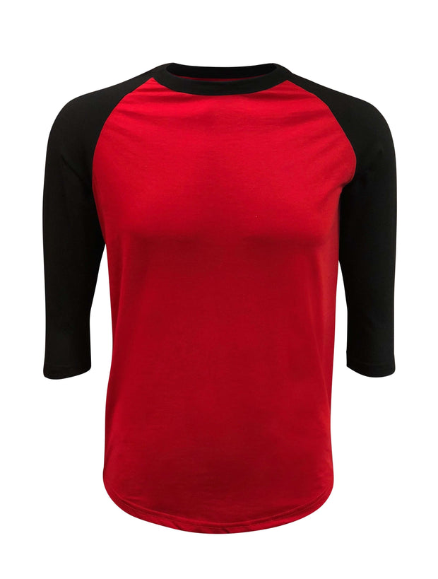 ILTEX Apparel Raglan Small Adult Plain Raglan 3/4 T-Shirt - Red Black