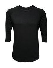 ILTEX Apparel Raglan Small / Black/Black Adult Plain Raglan 3/4 T-Shirt - Black Body