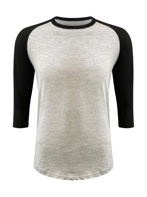 ILTEX Apparel Raglan Small / Gray/Black Adult Plain Raglan 3/4 T-Shirt - Gray Body