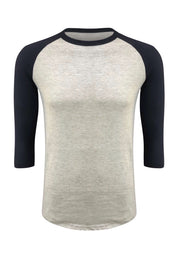 ILTEX Apparel Raglan Small / Gray/Navy Adult Plain Raglan 3/4 T-Shirt - Gray Body