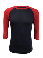 ILTEX Apparel Raglan Small / Navy/Red Adult Plain Raglan 3/4 T-Shirt - Navy Body