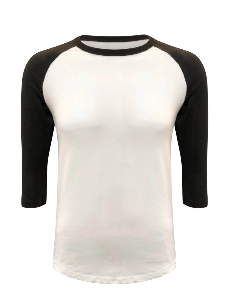 Adult Plain Raglan 3/4 T-Shirt - Black Body X-Large / Black/Tiffany | ILTEX Apparel