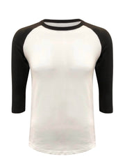 ILTEX Apparel Raglan Small / White/Black Adult Plain Raglan 3/4 T-Shirt - White Body