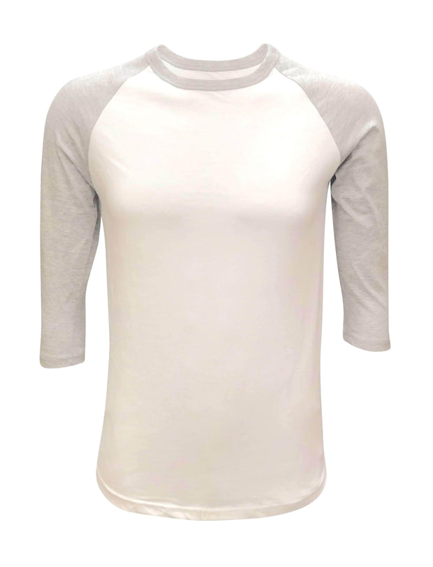 ILTEX Apparel Raglan Small / White/Gray Adult Plain Raglan 3/4 T-Shirt - White Body