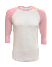 ILTEX Apparel Raglan Small / White/Light Pink Adult Plain Raglan 3/4 T-Shirt - White Body