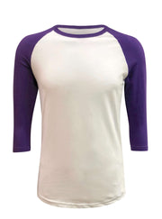 ILTEX Apparel Raglan Small / White/Purple Adult Plain Raglan 3/4 T-Shirt - White Body