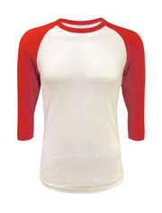 ILTEX Apparel Raglan Small / White/Red Adult Plain Raglan 3/4 T-Shirt - White Body