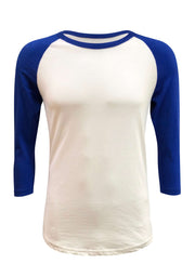 ILTEX Apparel Raglan Small / White/Royal Blue Adult Plain Raglan 3/4 T-Shirt - White Body