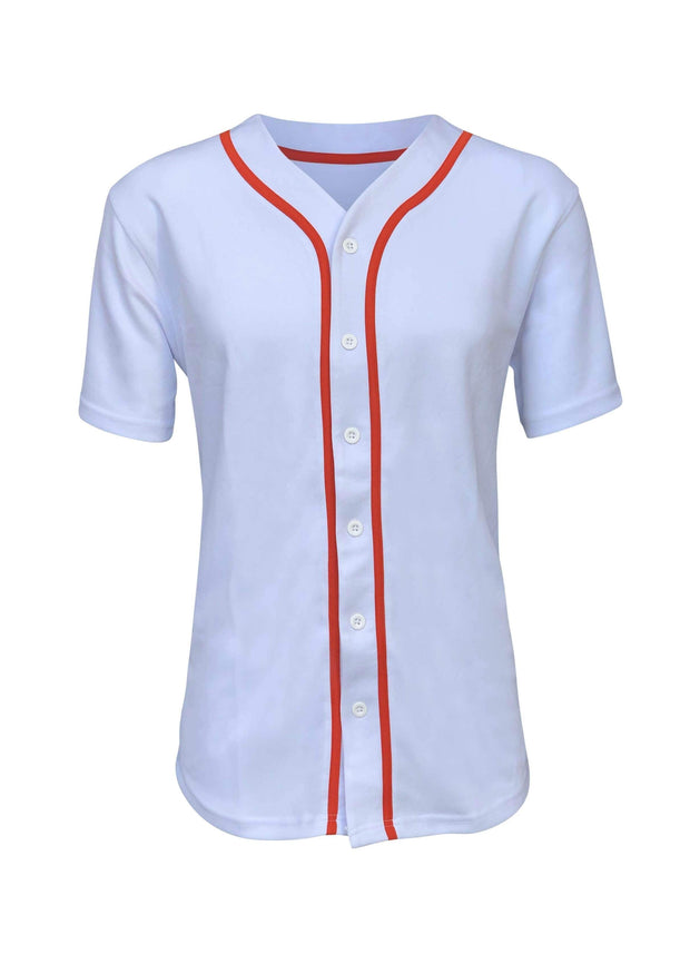 Baseball Button Down Jersey Adult White/Orange / Medium | ILTEX Apparel