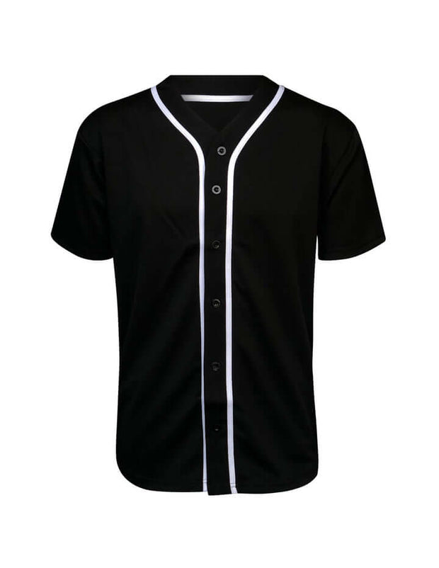Baseball Button Down Jersey Adult Black / X-Large | ILTEX Apparel
