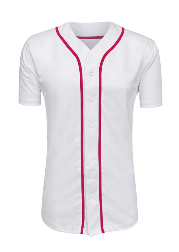Baseball Button Down Jersey Adult White/Red / Medium | ILTEX Apparel