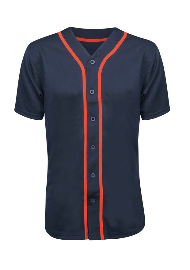 ILTEX Apparel Shirts & Tops Navy/Orange / Small Baseball Button Down Jersey Adult