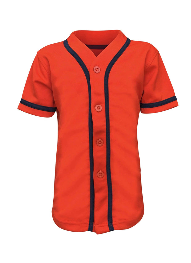 ILTEX Apparel Shirts & Tops Orange/Navy / 2T Baseball Button Down Jersey Kids