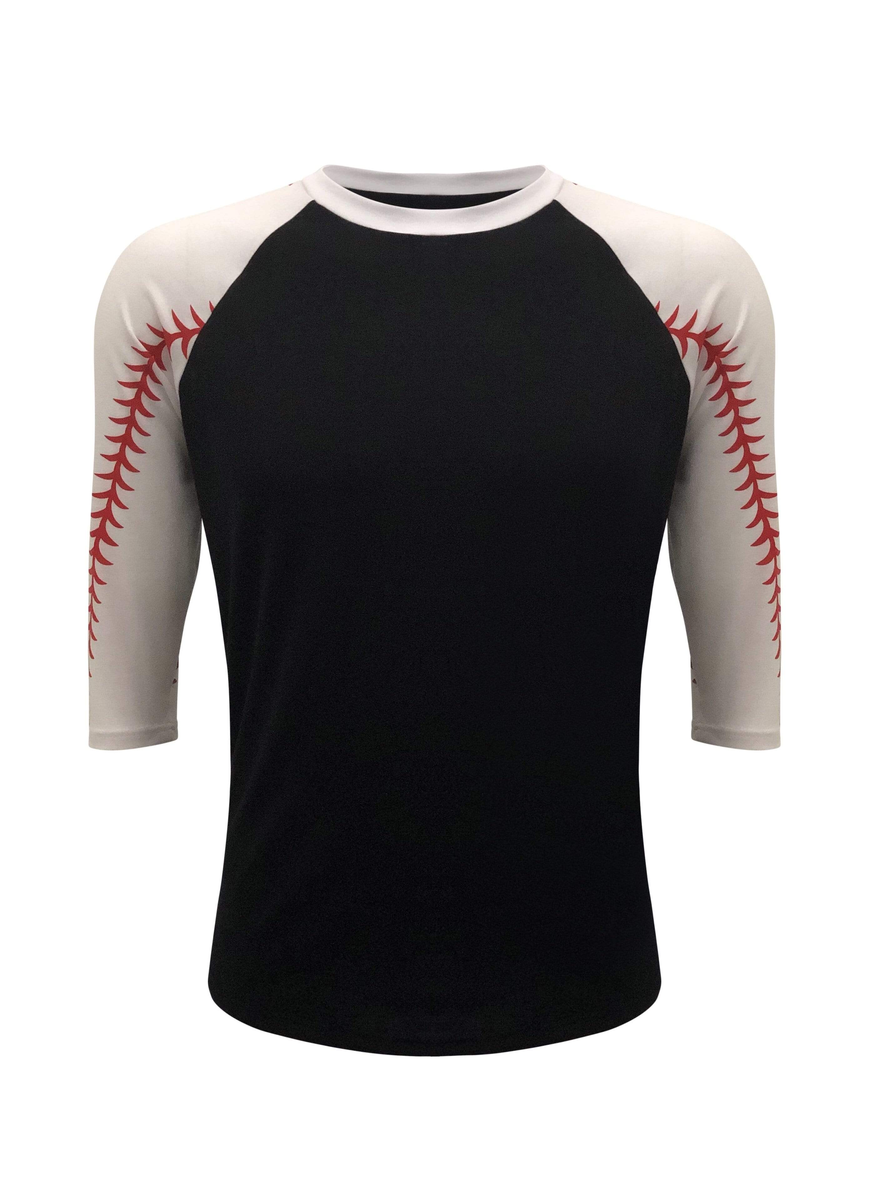DailyWear Mens Casual Long Sleeve Plain Baseball Cotton T Shirts RED/White,  Medium