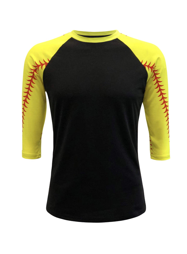 ILTEX Apparel Sports Raglan Black/Yellow / Small Softball Sleeve Raglan Adult