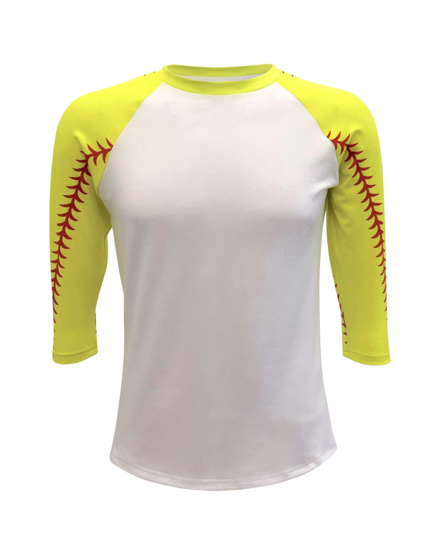 ILTEX Apparel Sports Raglan White/Yellow / Small Softball Sleeve Raglan Adult