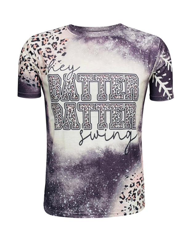 ILTEX Apparel Women's Clothing Baseball Cheetah 'Batter Batter' Bleached Top