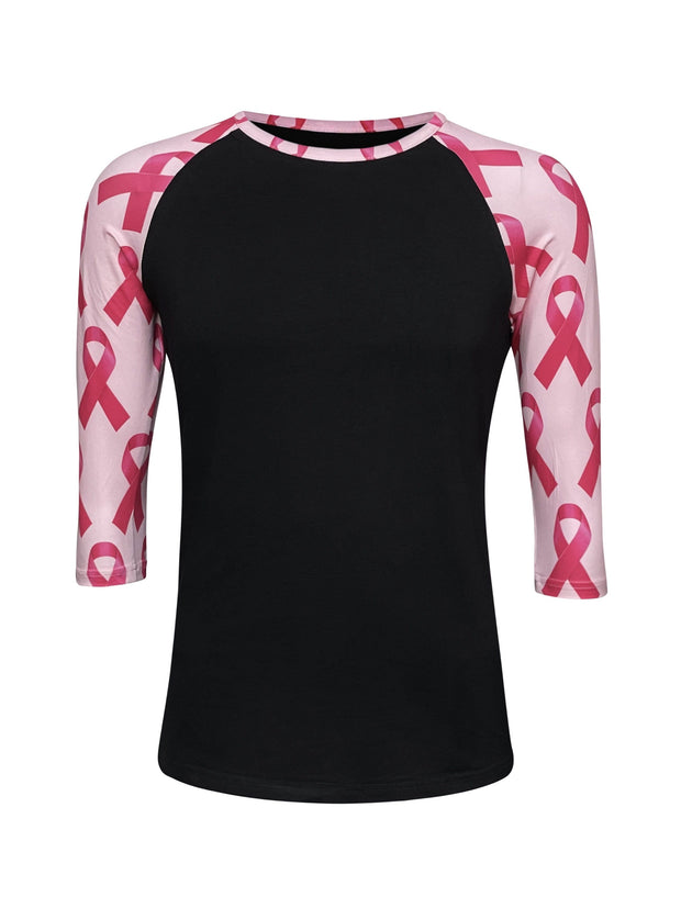 ILTEX Apparel Women's Clothing Breast Cancer Ribbons Black Top
