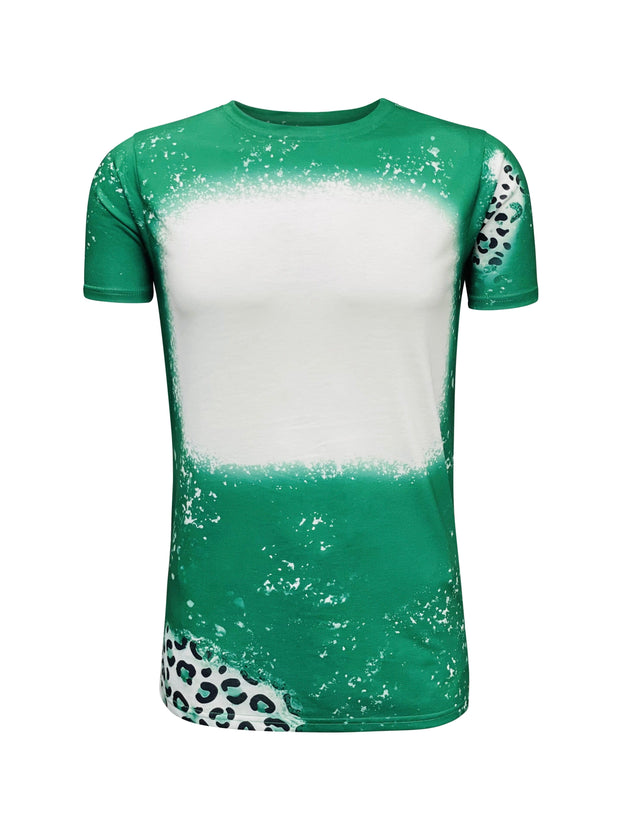 ILTEX Apparel Women's Clothing Cheetah Green Blank Faux Bleached Top