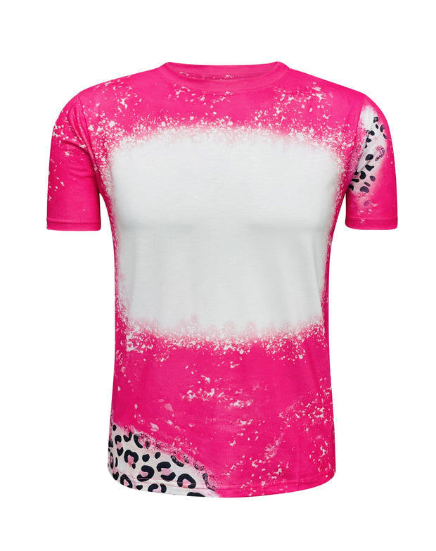 ILTEX Apparel Women's Clothing Cheetah Pink Blank Faux Bleached Top