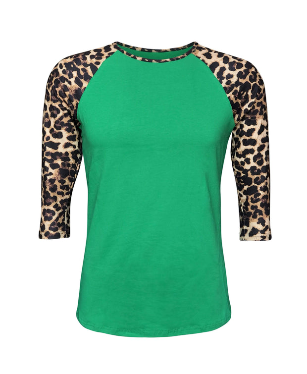 Cheetah Print Green Raglan