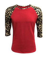 ILTEX Apparel Women's Clothing Cheetah Print Red Raglan