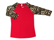 ILTEX Apparel Women's Clothing Cheetah Print Red Raglan
