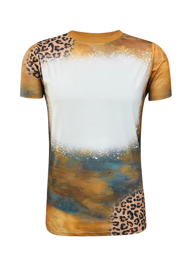 ILTEX Apparel Women's Clothing Cheetah Rustic Print Blank Faux Bleached Top