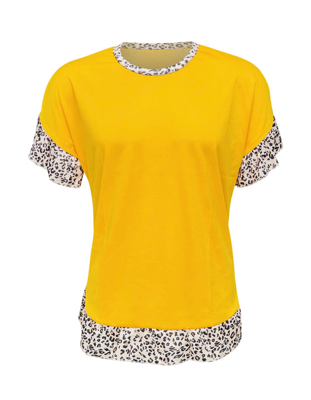 ILTEX Apparel Women's Clothing Cheetah Yellow Tunic Top