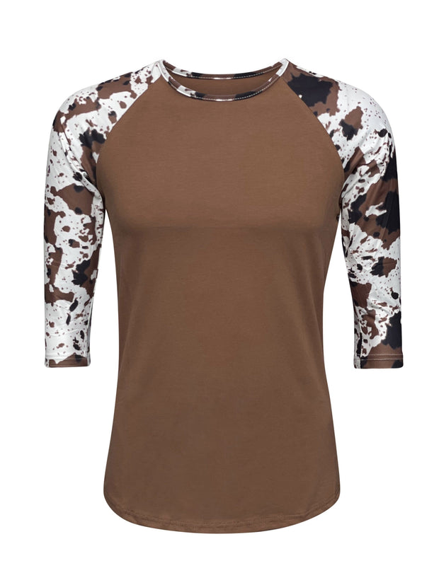 ILTEX Apparel Women's Clothing Cow Print Brown Top