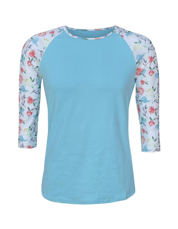ILTEX Apparel Women's Clothing Floral Light Blue Spring Top