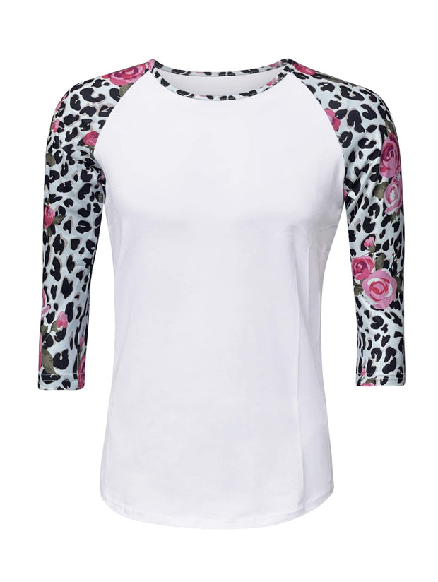 ILTEX Apparel Women's Clothing Floral White Cheetah Top