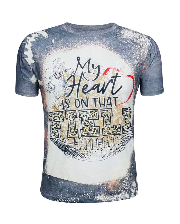 ILTEX Apparel Women's Clothing Football 'My Heart is on that Field' Bleached Top