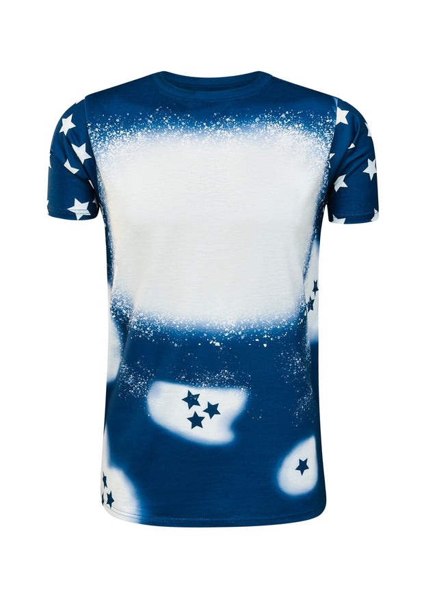 ILTEX Apparel Women's Clothing Fourth of July Stars Navy Blank Faux Bleached Top