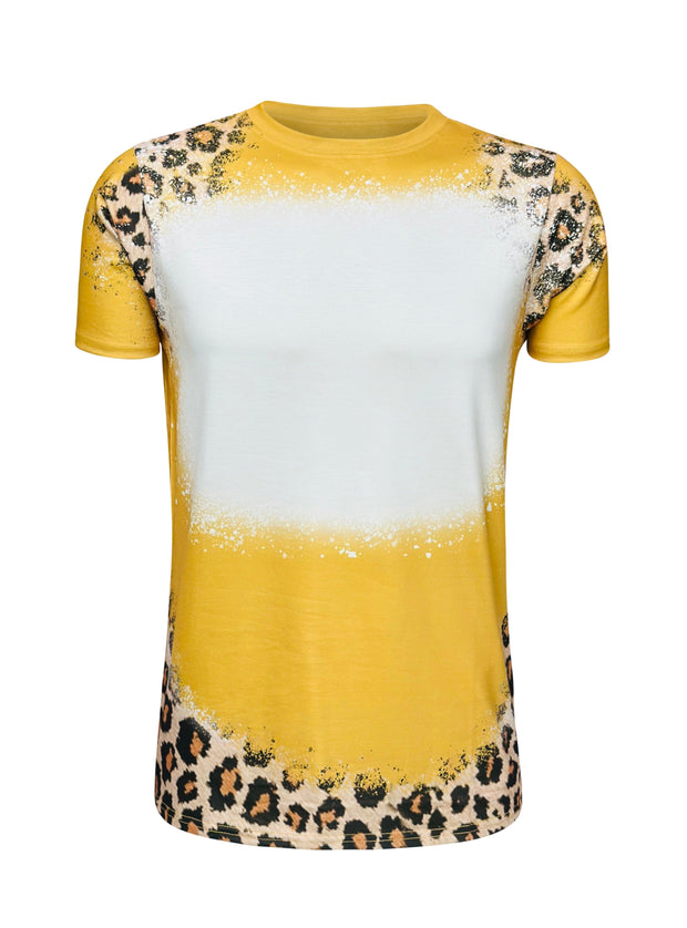 ILTEX Apparel Women's Clothing Leopard Gold Blank Faux Bleached Top