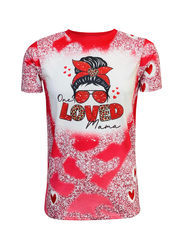 ILTEX Apparel Women's Clothing 'One Loved Mama' Red Faux Bleached Top
