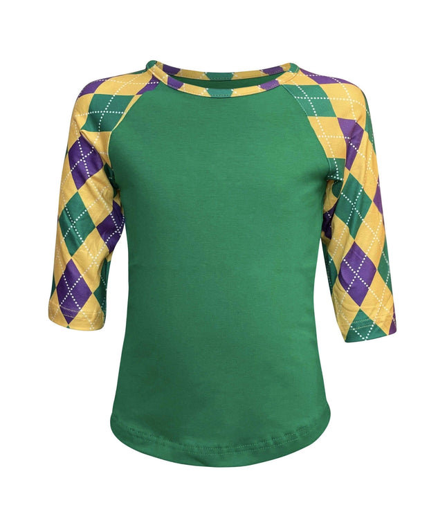 ILTEX T-Shirts Kids Clothing Mardi Gras Harlequin Diamond Green Top Kids