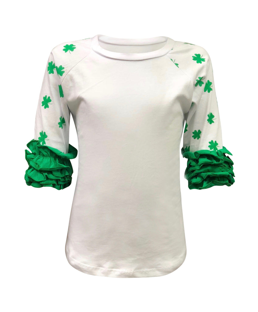 St. Patricks Green Clover Cheetah Blank Faux Bleached Top – ILTEX Apparel